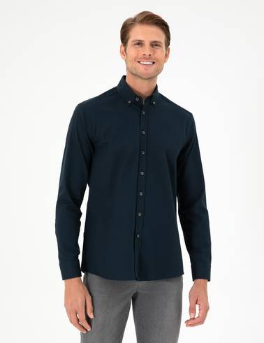 Lacivert Regular Fit Uzun Kollu Gömlek