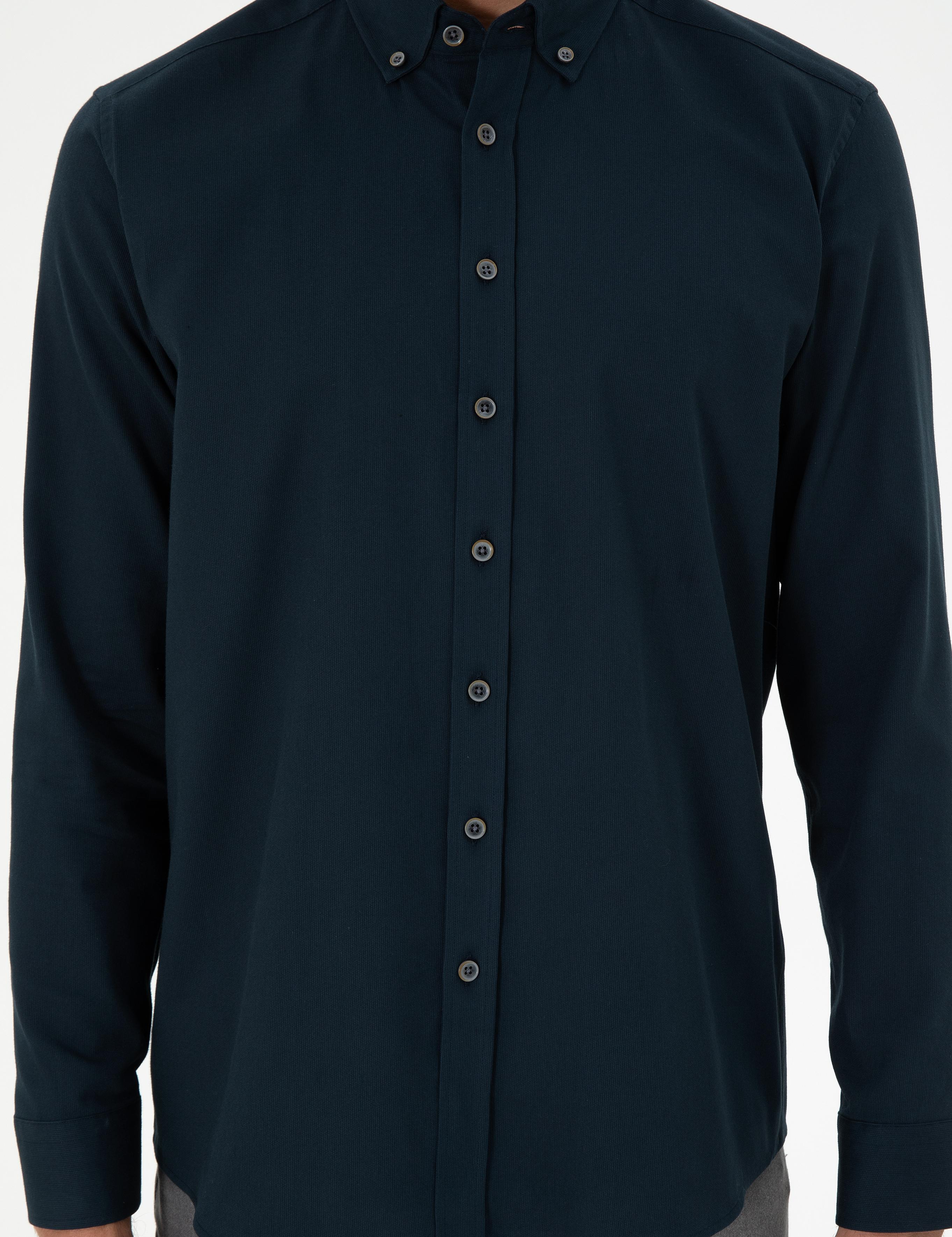 Lacivert Regular Fit Uzun Kollu Gömlek