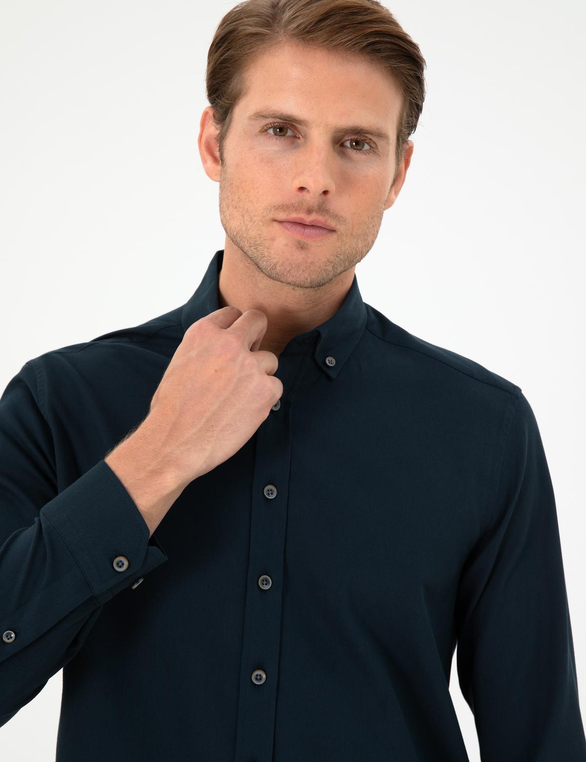 Lacivert Regular Fit Uzun Kollu Gömlek - 50292553026