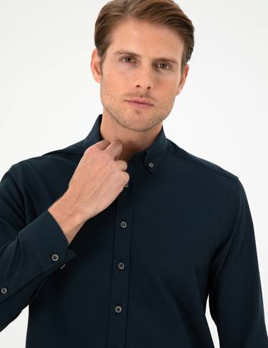 Lacivert Regular Fit Uzun Kollu Gömlek