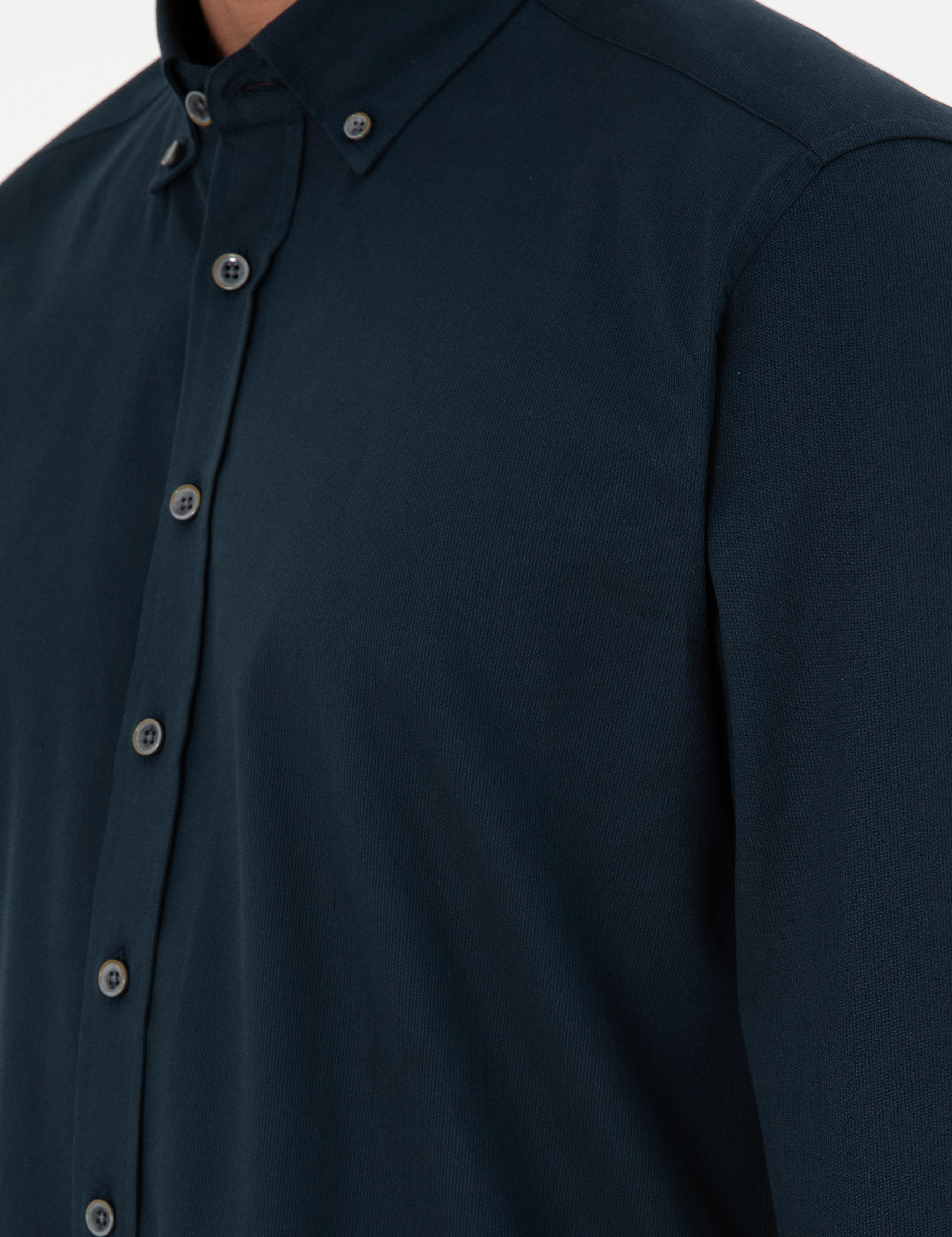 Lacivert Regular Fit Uzun Kollu Gömlek