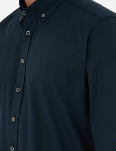 Lacivert Regular Fit Uzun Kollu Gömlek