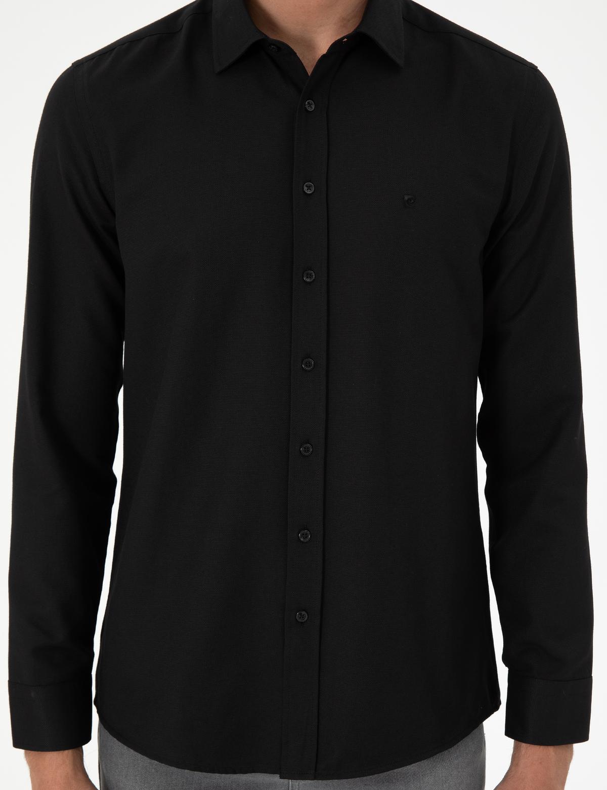 Siyah Oxford Slim Fit Uzun Kollu Gömlek - 50292539010