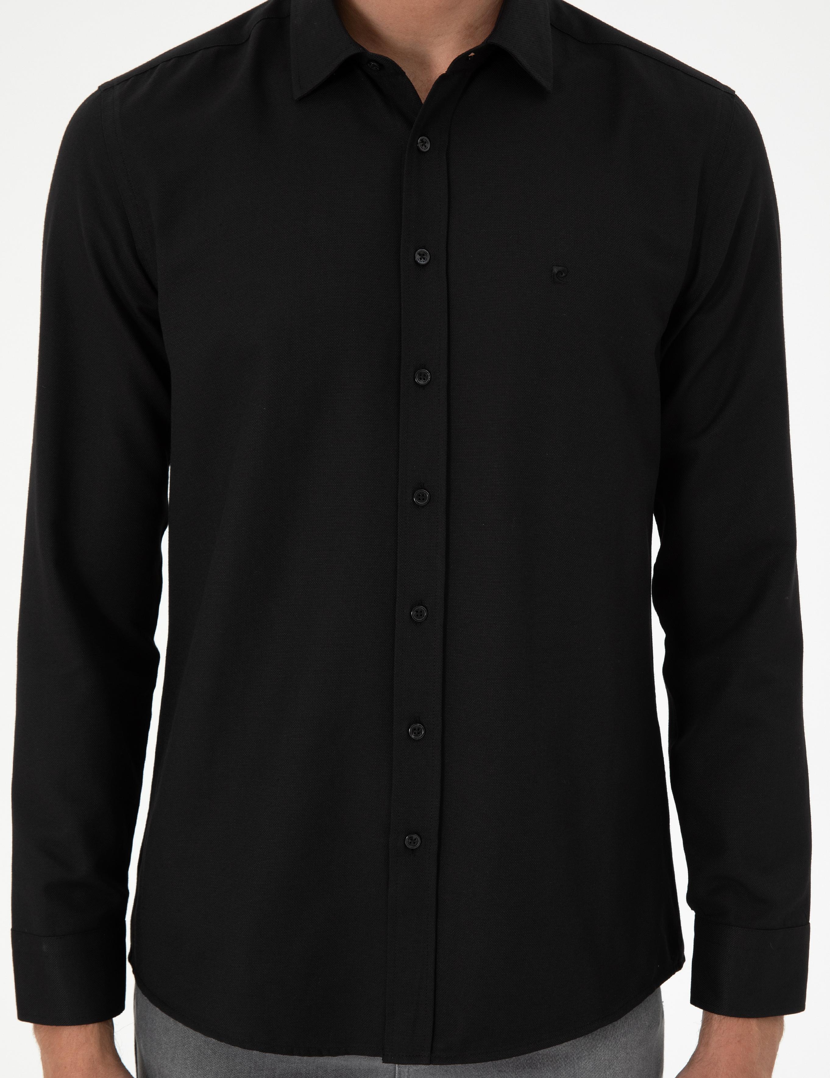 Siyah Oxford Slim Fit Uzun Kollu Gömlek