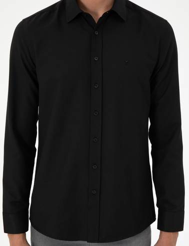 Siyah Oxford Slim Fit Uzun Kollu Gömlek