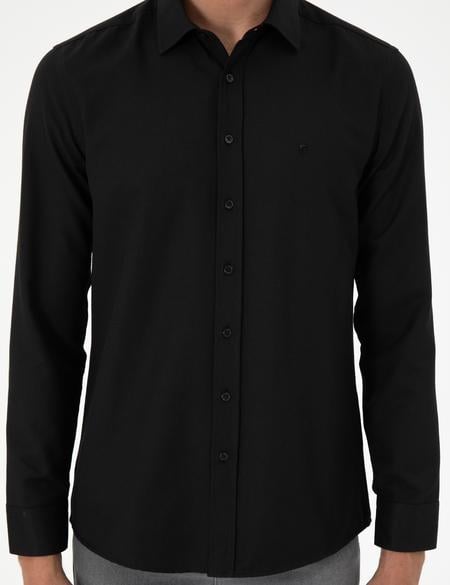 Siyah Oxford Slim Fit Uzun Kollu Gömlek - 50292539010