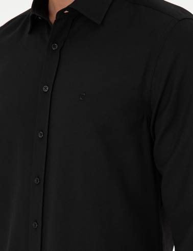 Siyah Oxford Slim Fit Uzun Kollu Gömlek