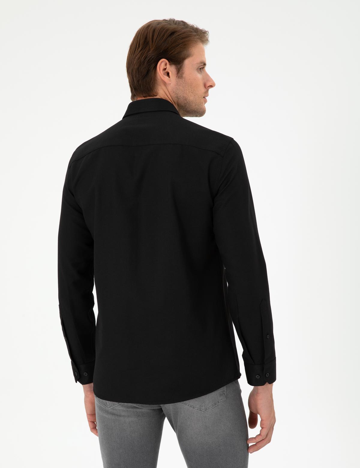 Siyah Oxford Slim Fit Uzun Kollu Gömlek - 50292539010
