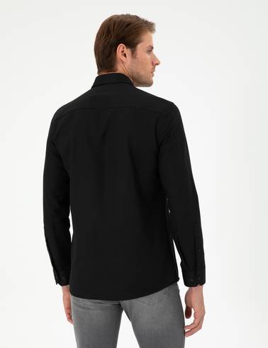 Siyah Oxford Slim Fit Uzun Kollu Gömlek
