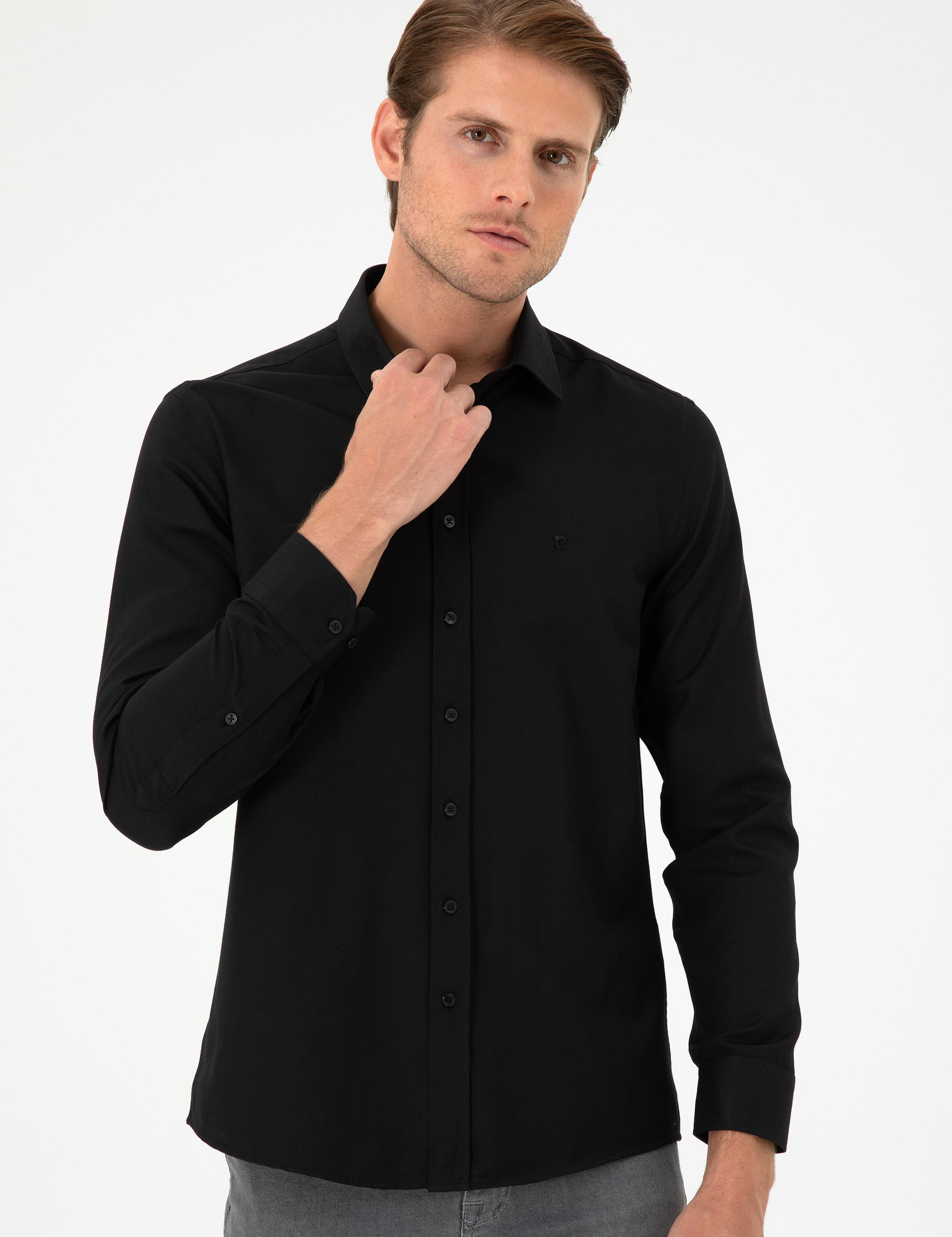 Siyah Oxford Slim Fit Uzun Kollu Gömlek