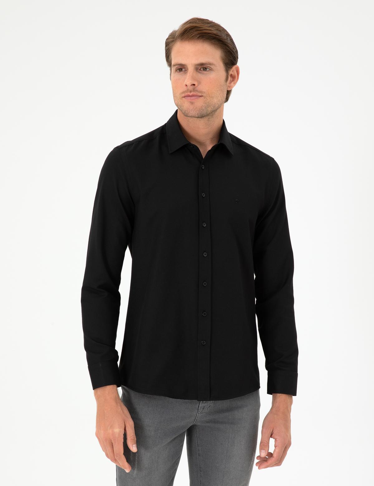 Siyah Oxford Slim Fit Uzun Kollu Gömlek