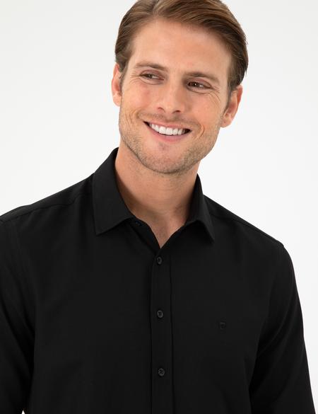 Siyah Oxford Slim Fit Uzun Kollu Gömlek - 50292539010