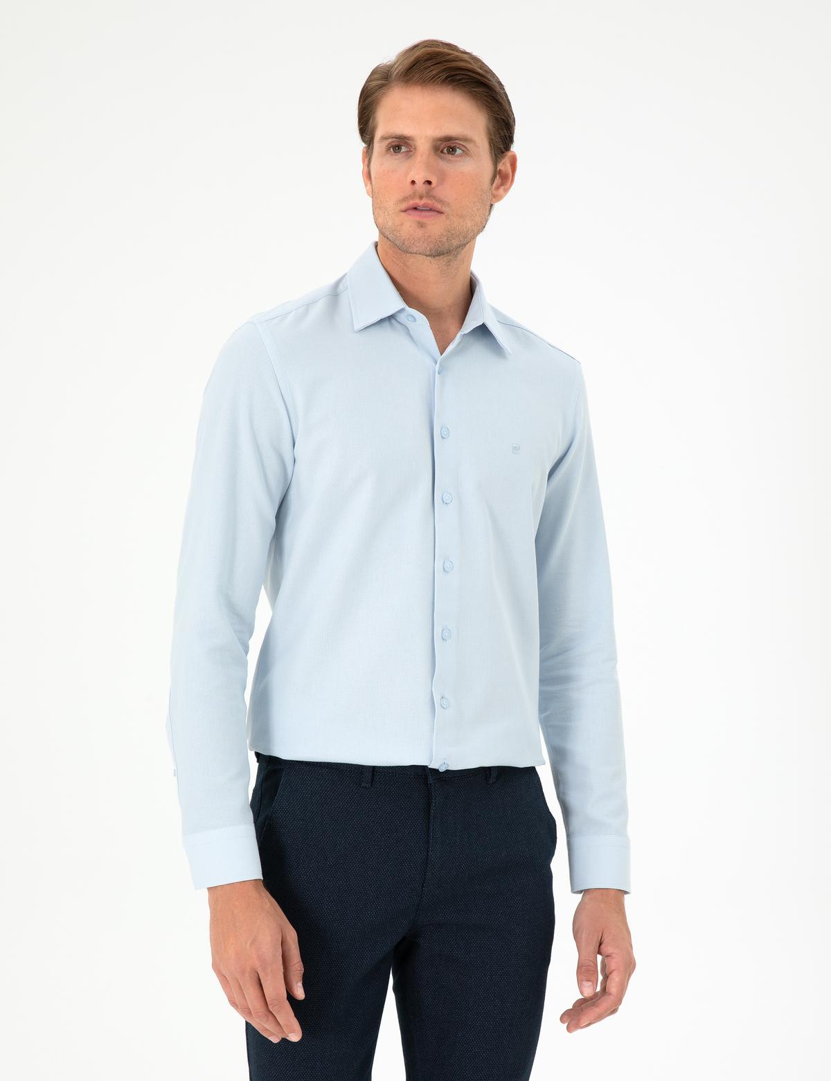 Açık Mavi Slim Fit Uzun Kollu Gömlek