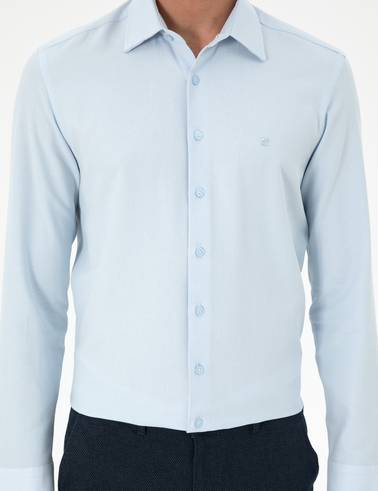 Açık Mavi Slim Fit Uzun Kollu Gömlek