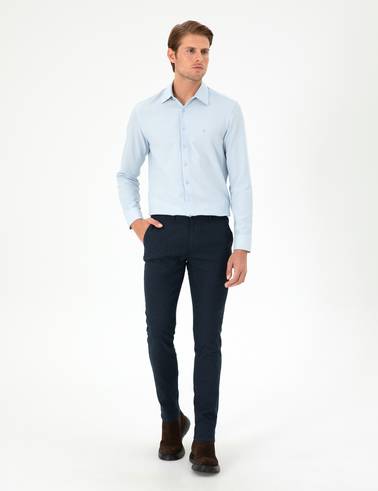 Açık Mavi Slim Fit Uzun Kollu Gömlek