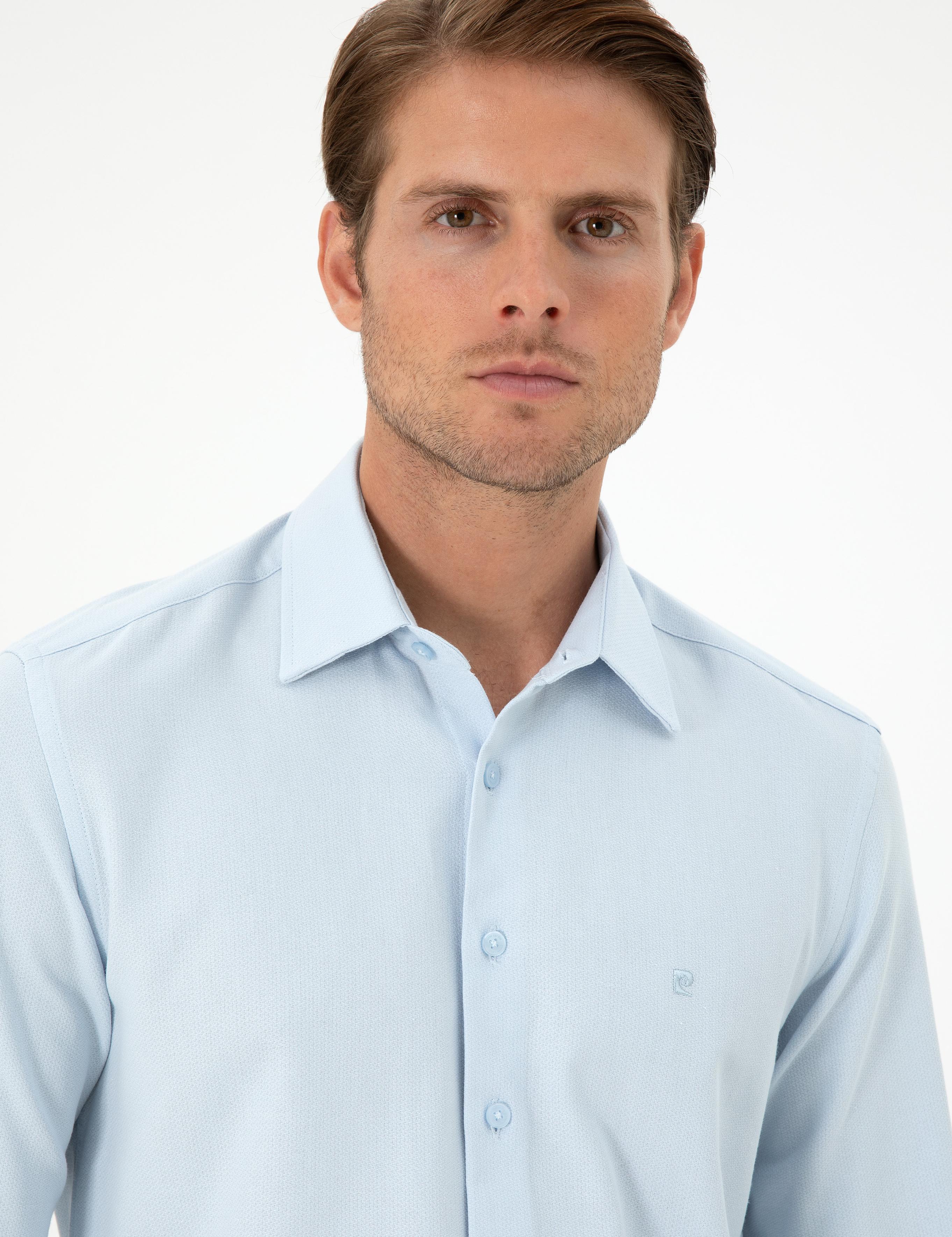 Açık Mavi Slim Fit Uzun Kollu Gömlek