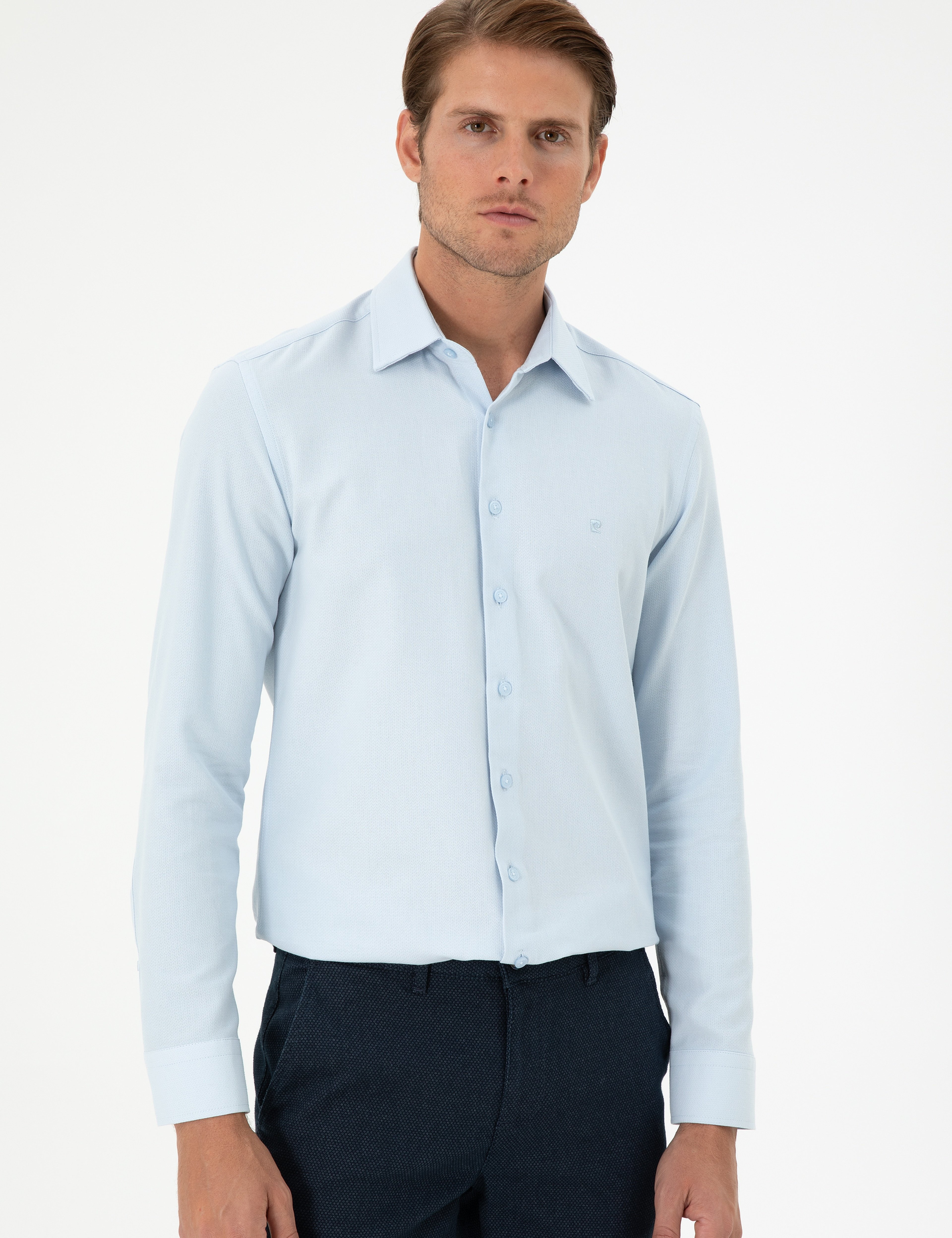 Açık Mavi Slim Fit Uzun Kollu Gömlek