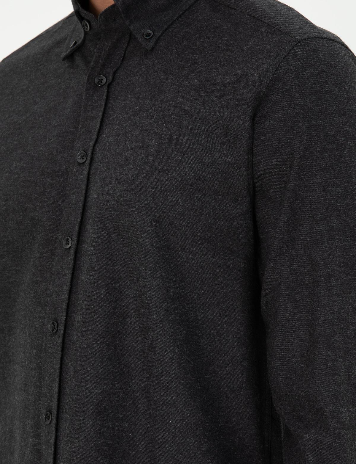 Siyah Regular Fit Uzun Kollu Gömlek - 50292106065