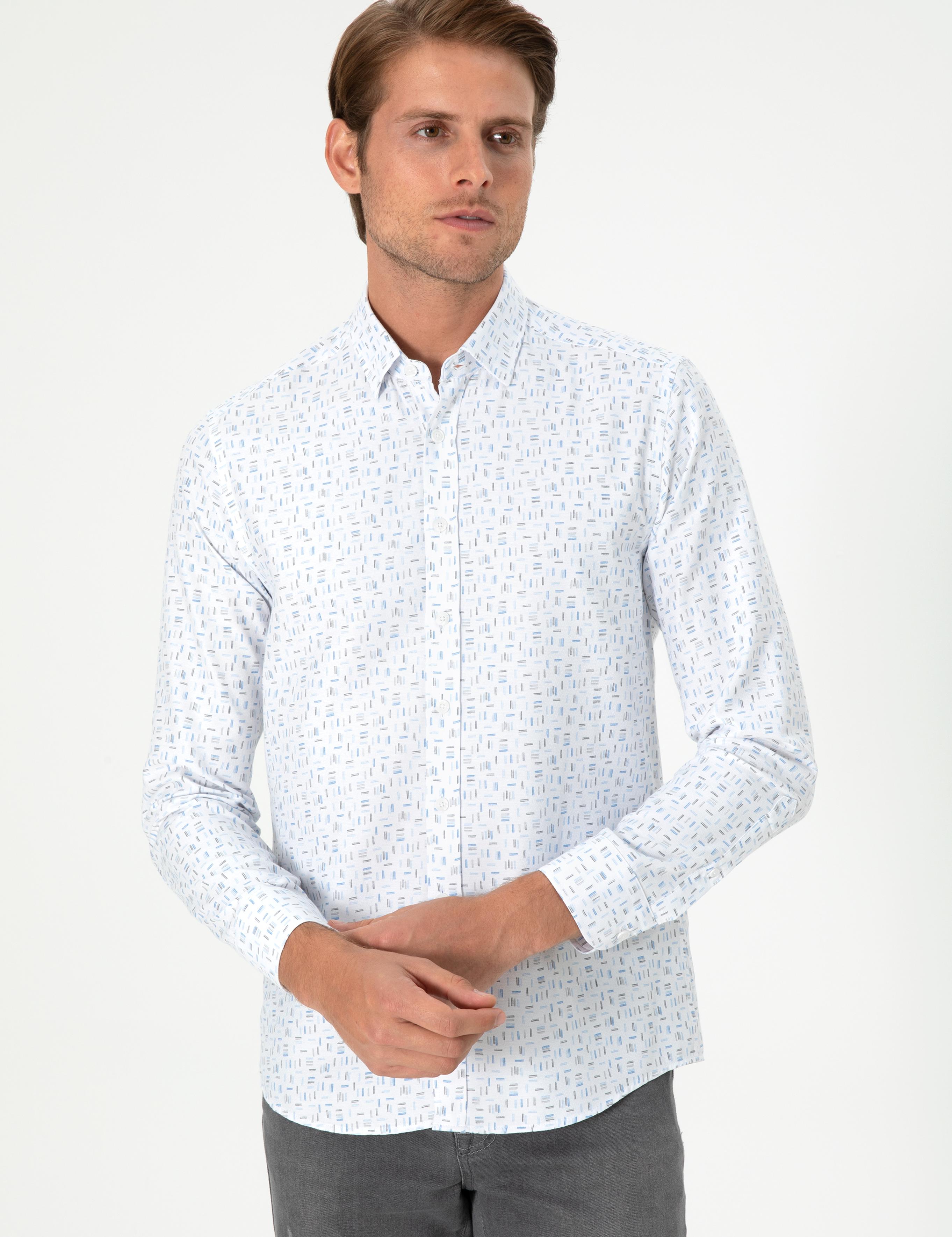 Mavi Slim Fit Uzun Kollu Gömlek