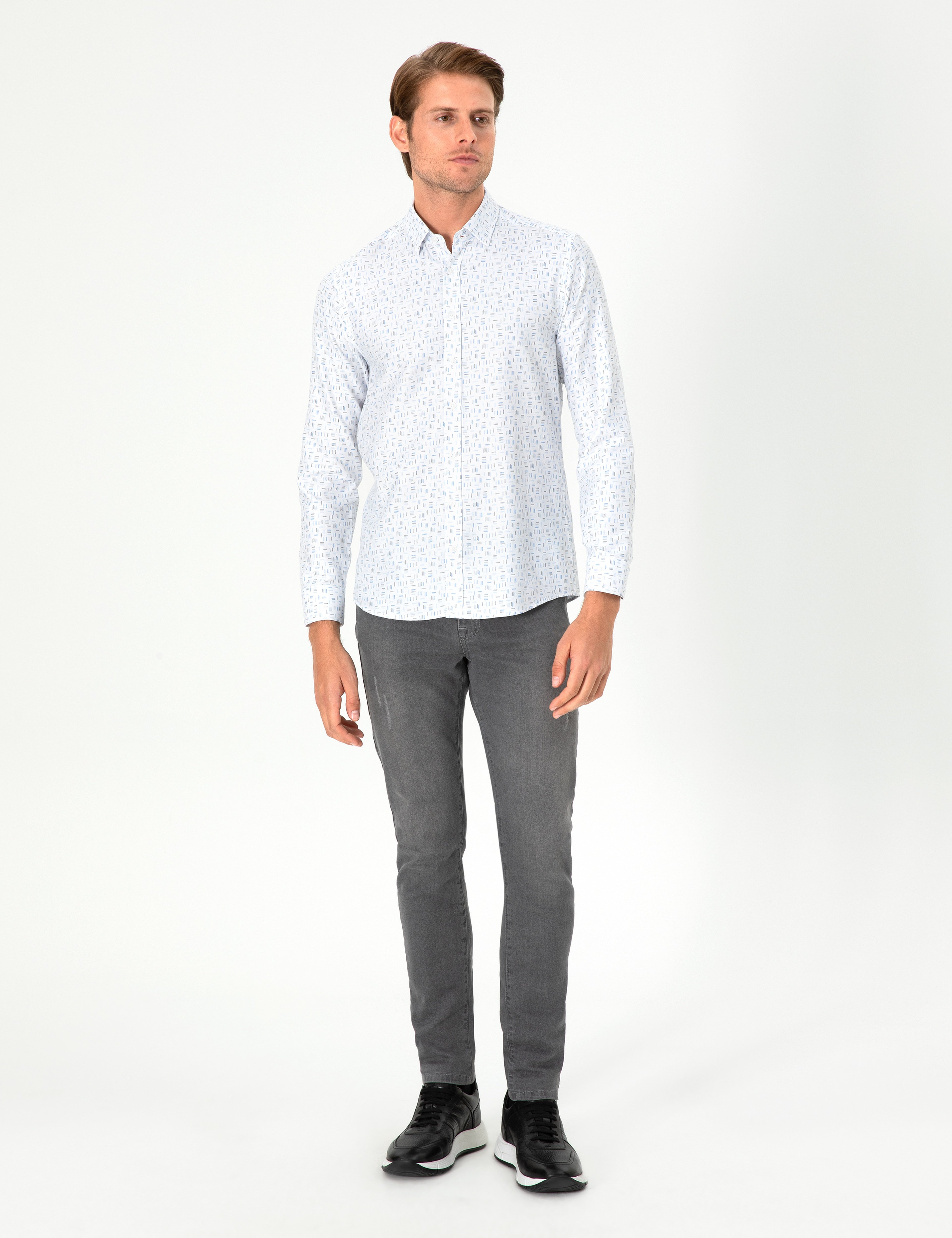Mavi Slim Fit Uzun Kollu Gömlek