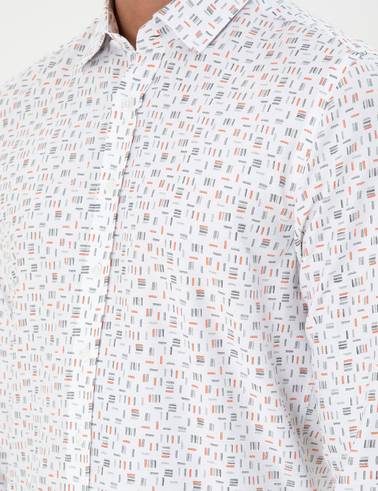 Turuncu Slim Fit Uzun Kollu Gömlek
