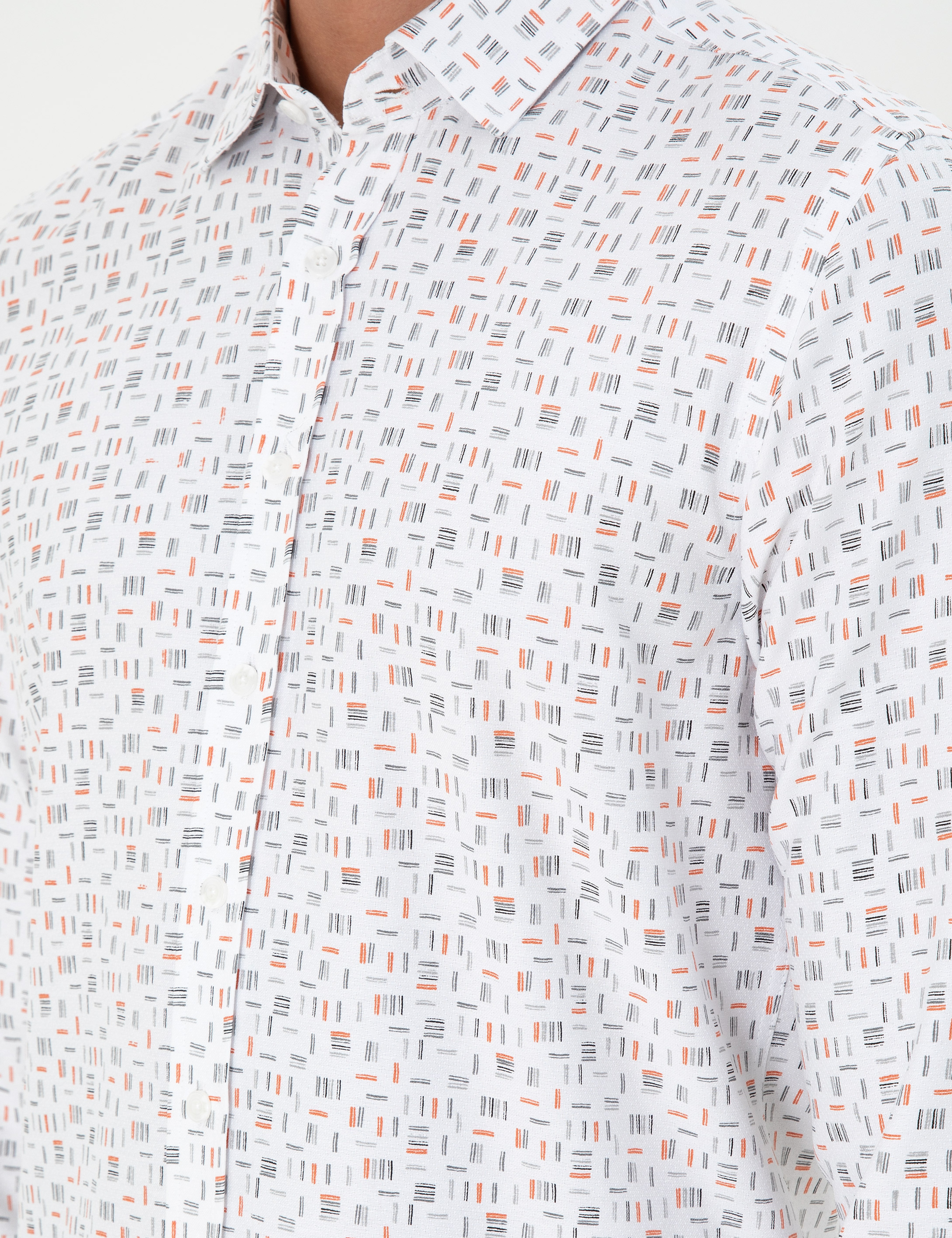 Turuncu Slim Fit Uzun Kollu Gömlek - Image 7