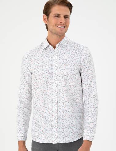Turuncu Slim Fit Uzun Kollu Gömlek