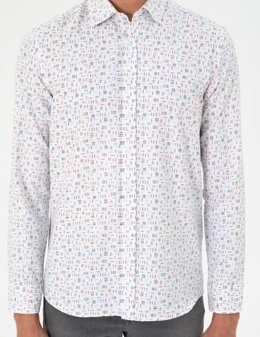 Turuncu Slim Fit Uzun Kollu Gömlek