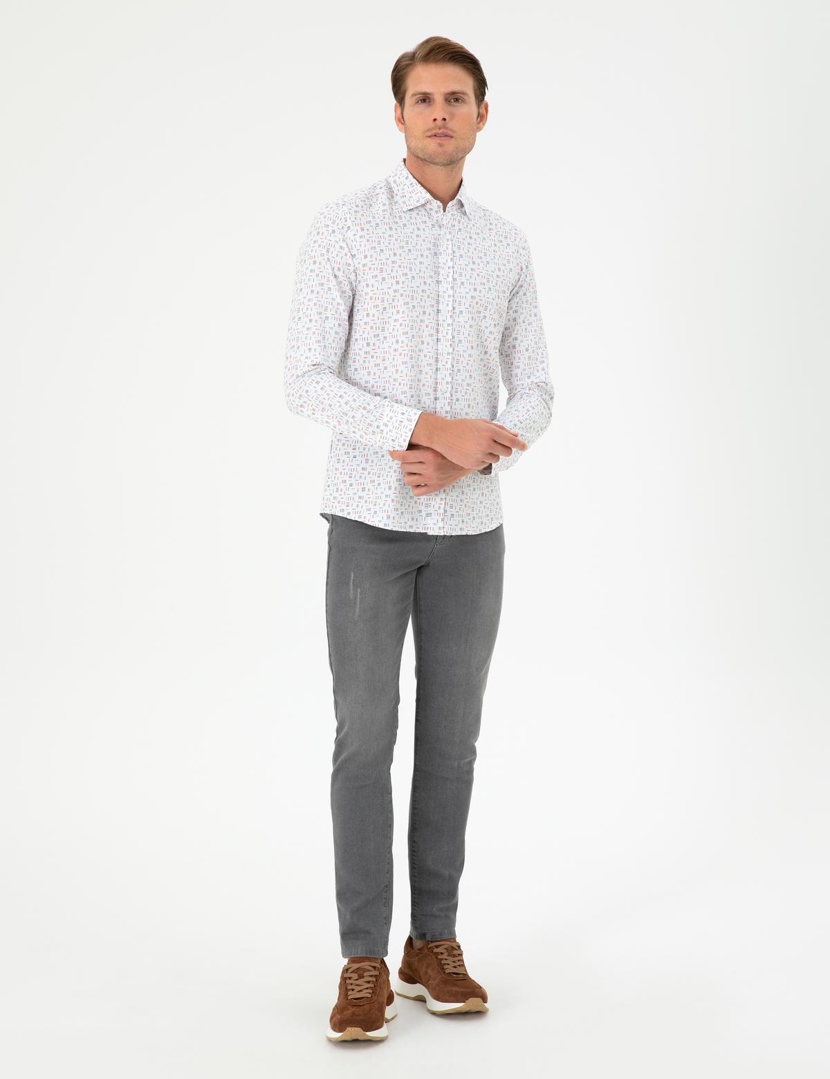 Turuncu Slim Fit Uzun Kollu Gömlek - 50298170014