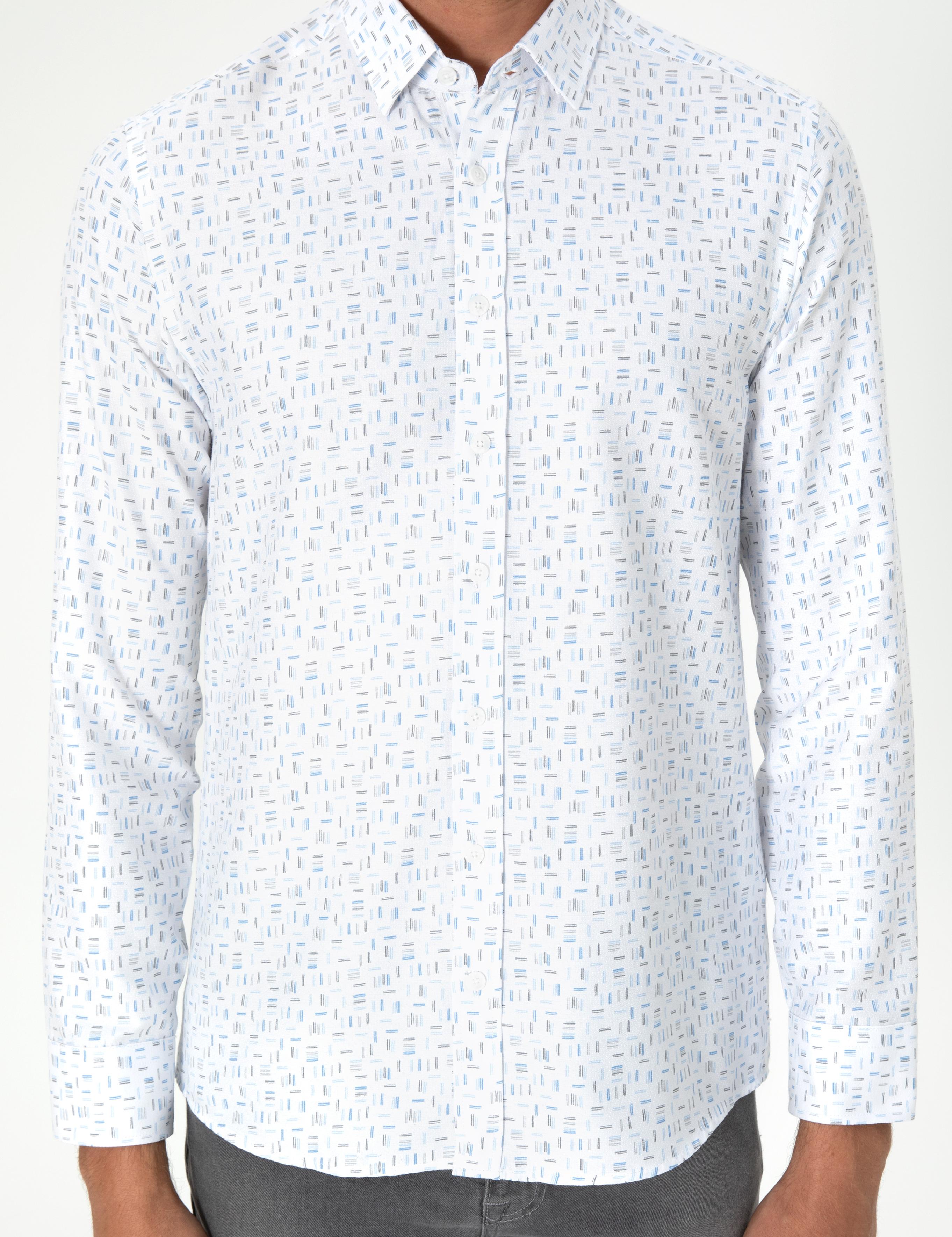 Mavi Slim Fit Uzun Kollu Gömlek