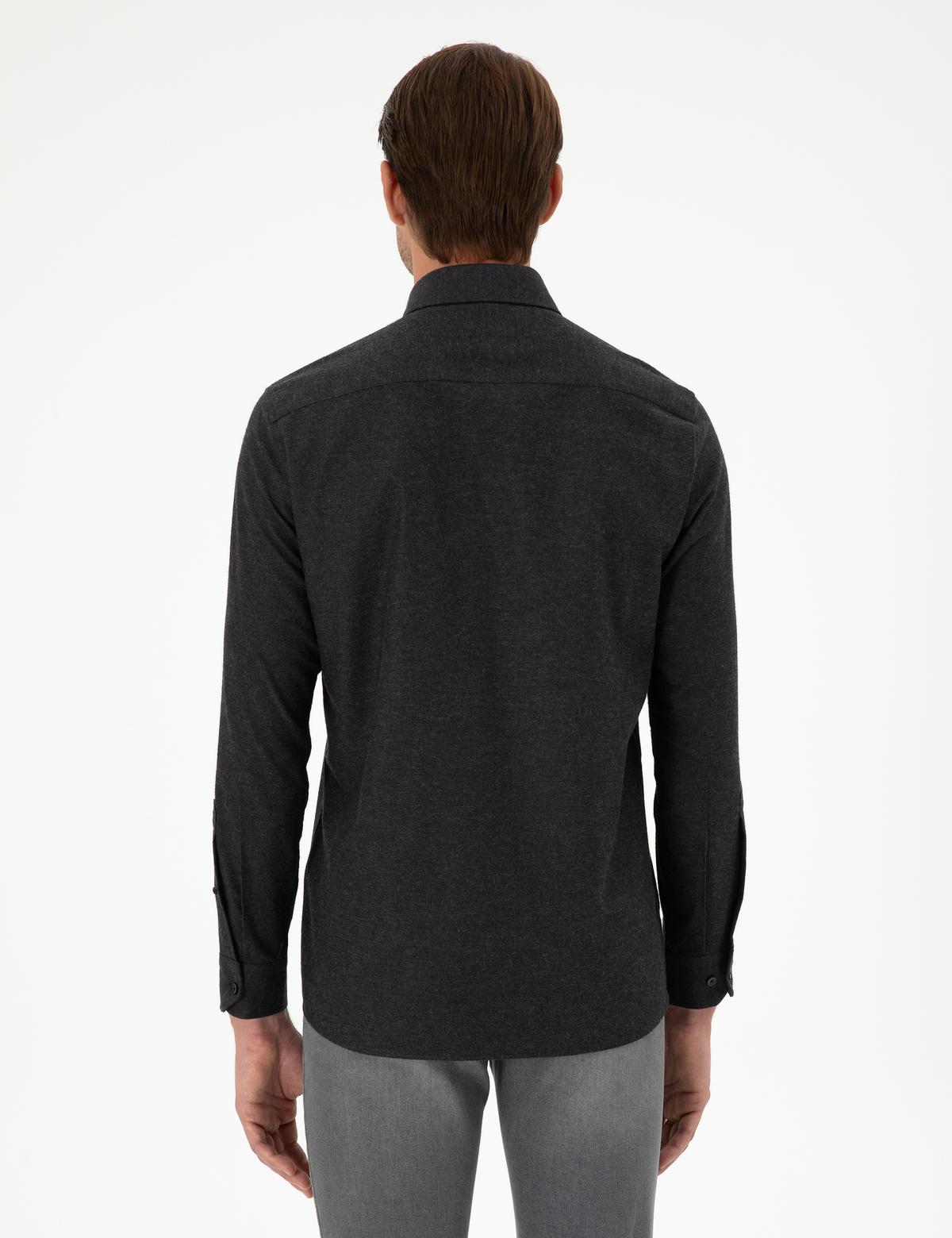 Siyah Regular Fit Uzun Kollu Gömlek - 50292106065