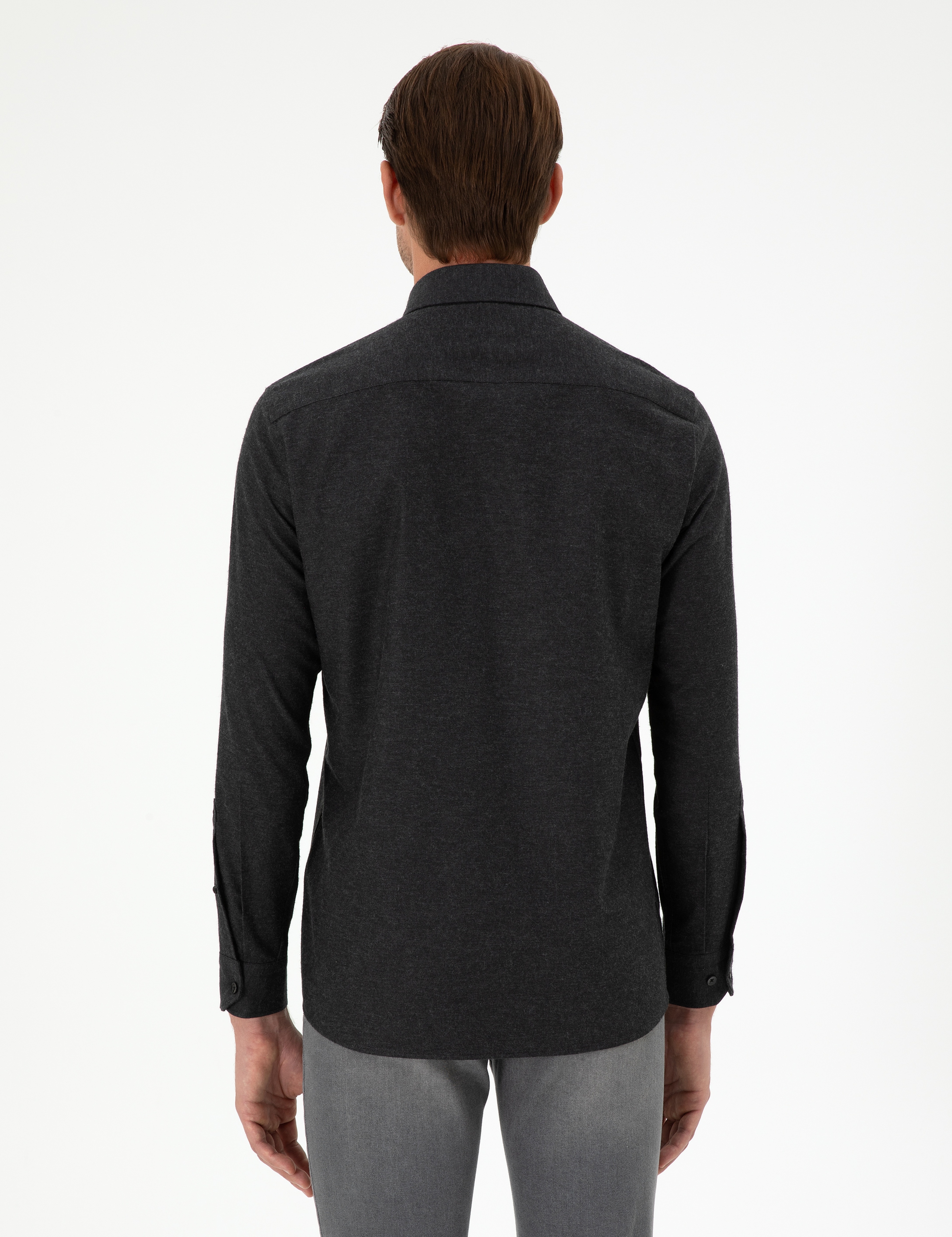 Siyah Regular Fit Uzun Kollu Gömlek - Image 5