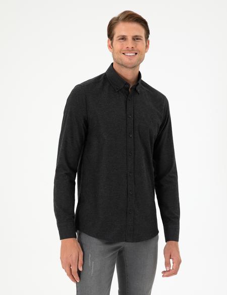 Siyah Regular Fit Uzun Kollu Gömlek - 50292106065