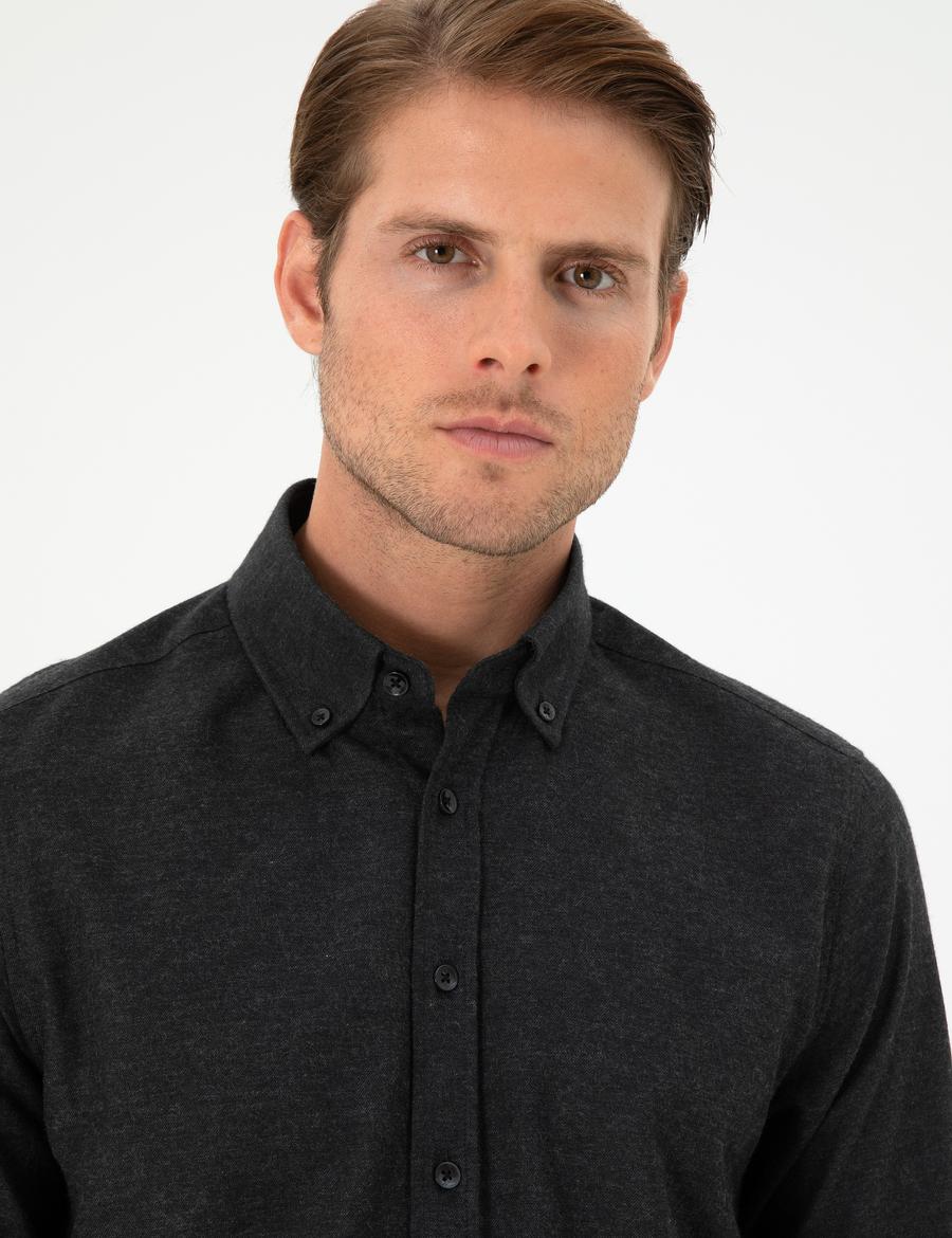 Siyah Regular Fit Uzun Kollu Gömlek