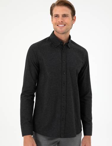 Siyah Regular Fit Uzun Kollu Gömlek