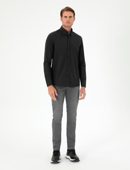 Siyah Regular Fit Uzun Kollu Gömlek - 50292106065
