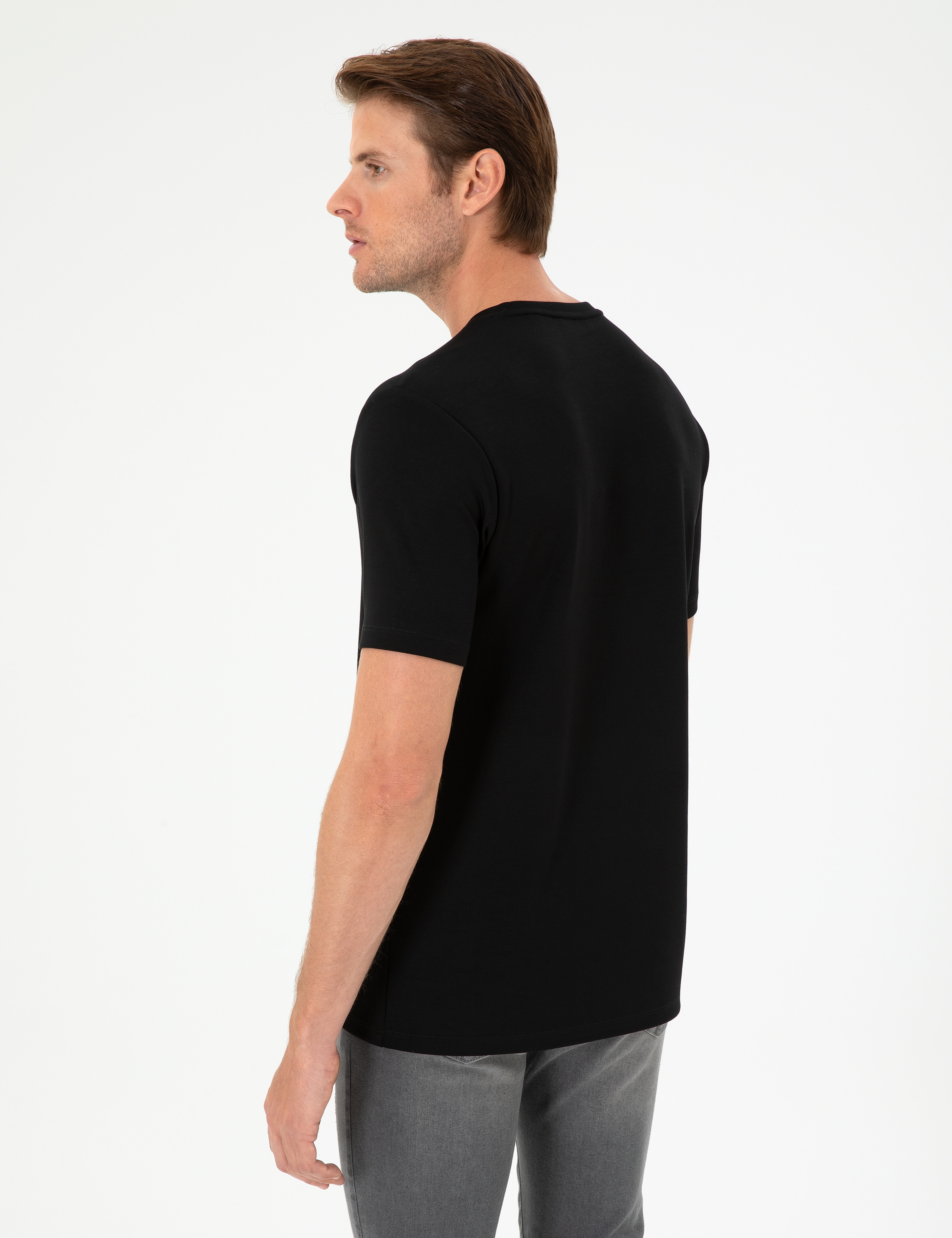 Siyah Regular Fit Tişört - Image 5