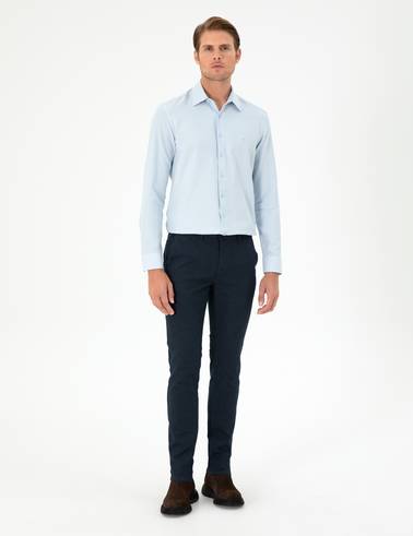 Lacivert Slim Fit Kanvas Pantolon
