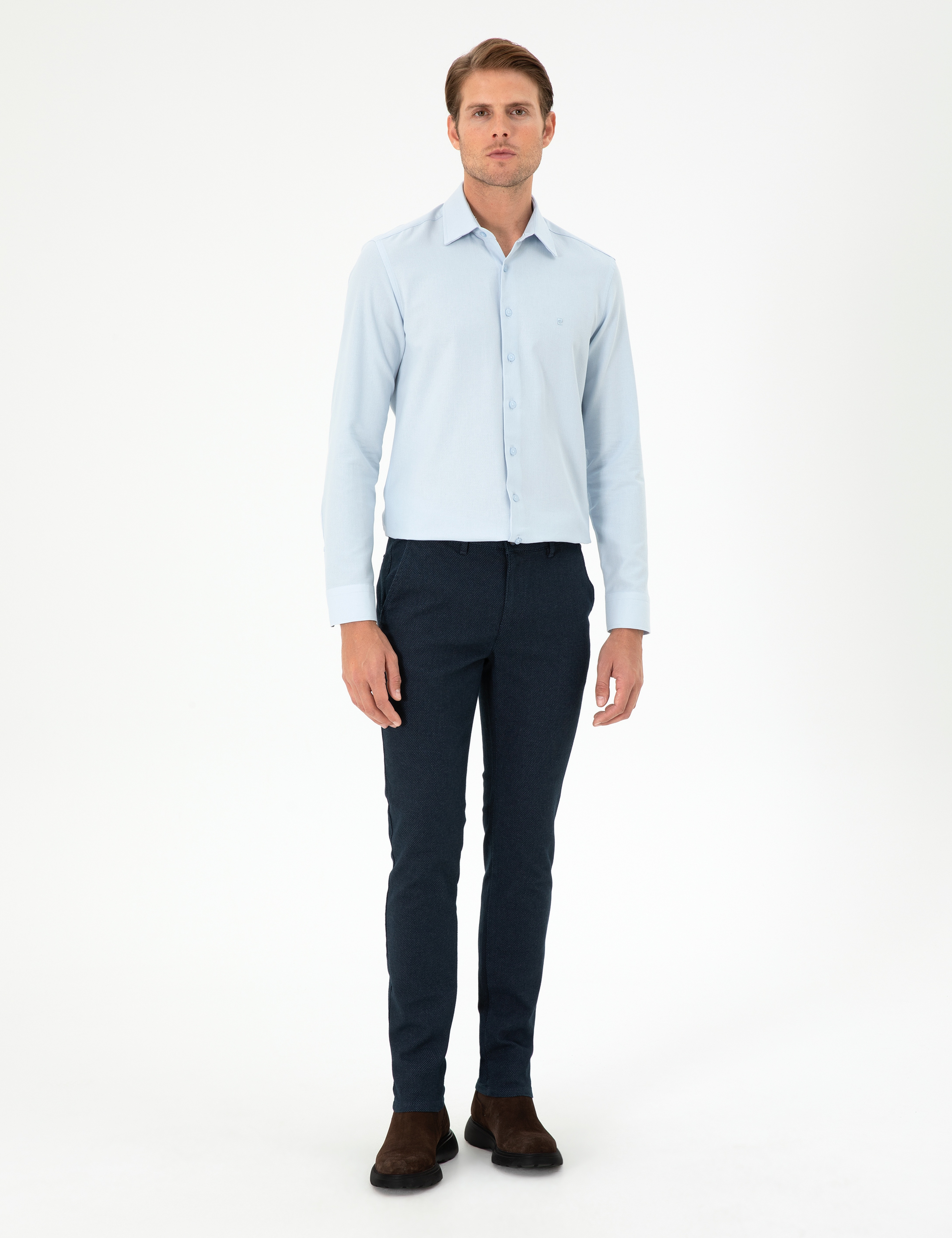 Lacivert Slim Fit Kanvas Pantolon - Image 3