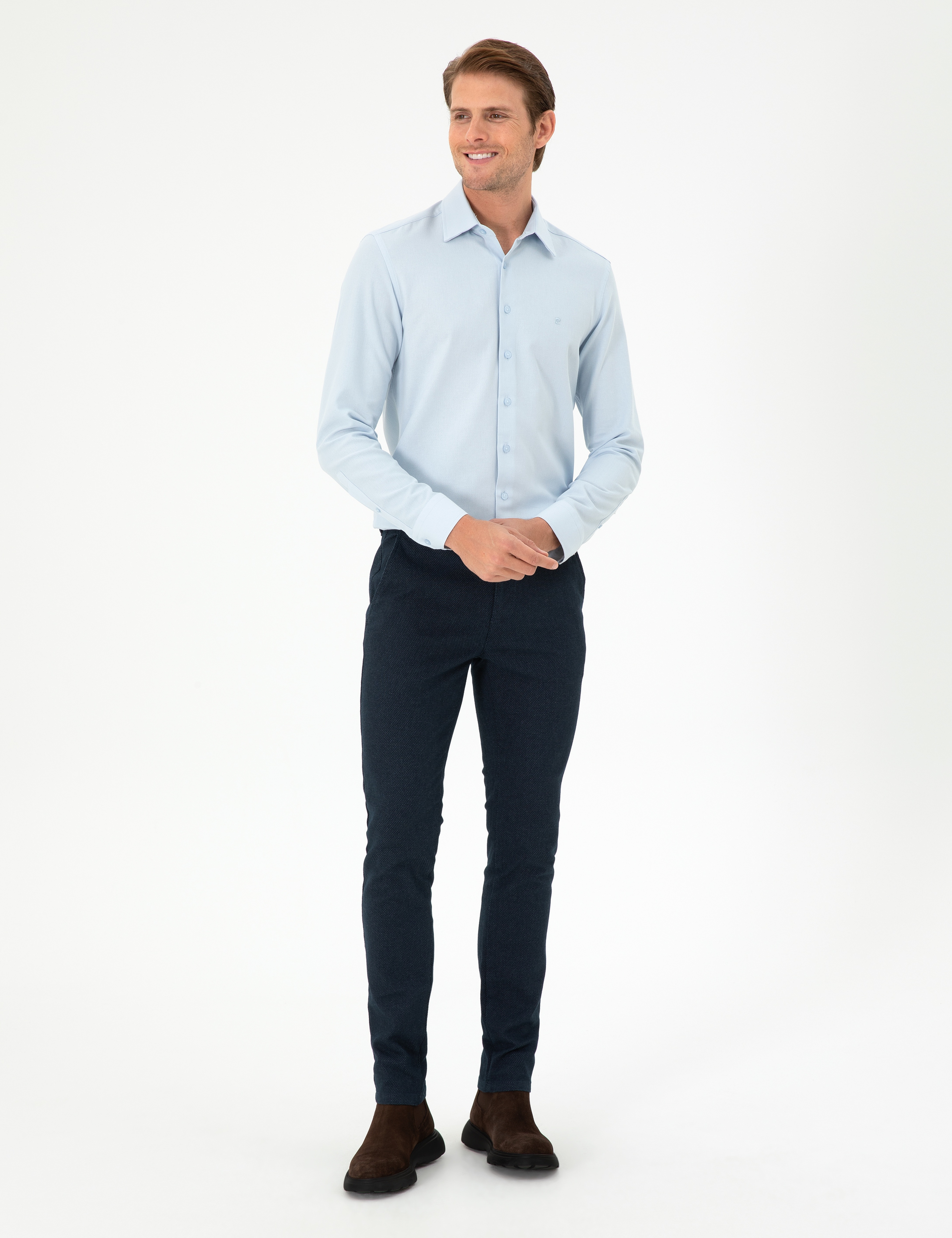 Lacivert Slim Fit Kanvas Pantolon - Image 1