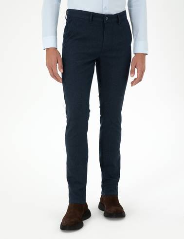 Lacivert Slim Fit Kanvas Pantolon