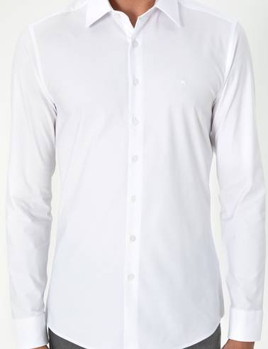 Beyaz Ekstra Slim Fit Uzun Kollu Gömlek