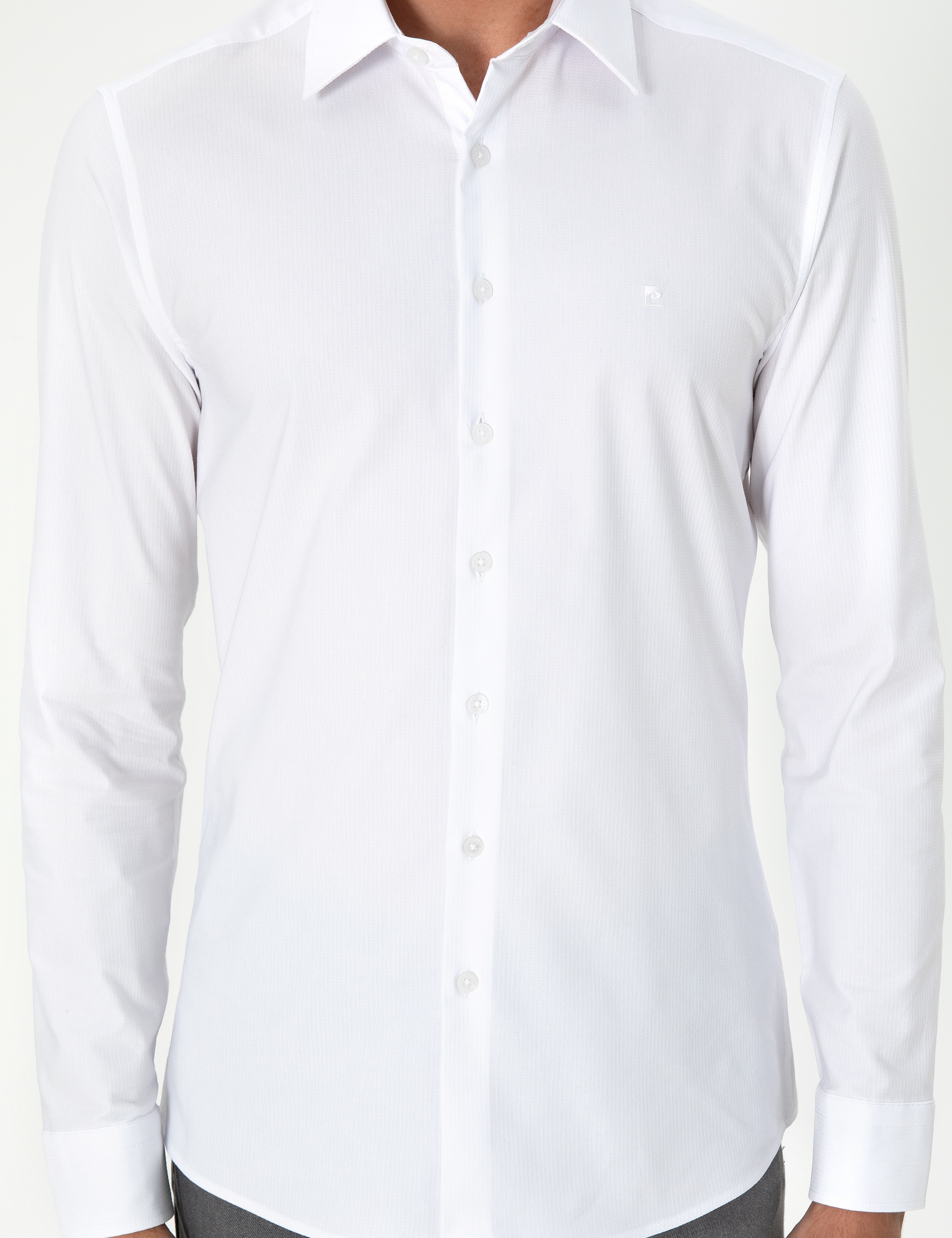 Beyaz Ekstra Slim Fit Uzun Kollu Gömlek - Image 6