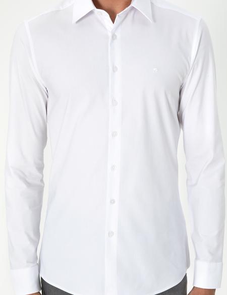 Beyaz Ex. Slim Fit Uzun Kollu Gömlek - 50292264007