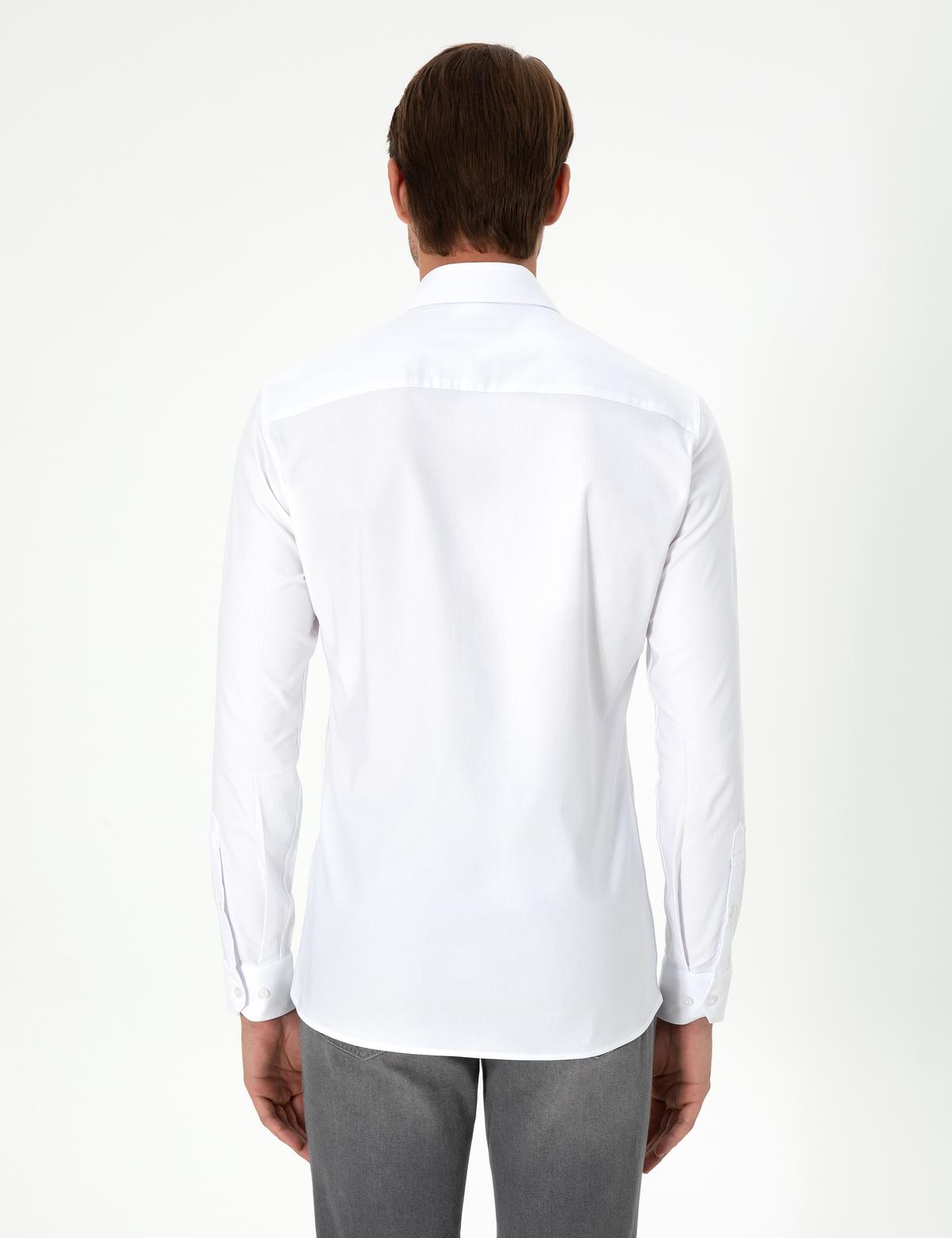 Beyaz Ex. Slim Fit Uzun Kollu Gömlek - 50292264007