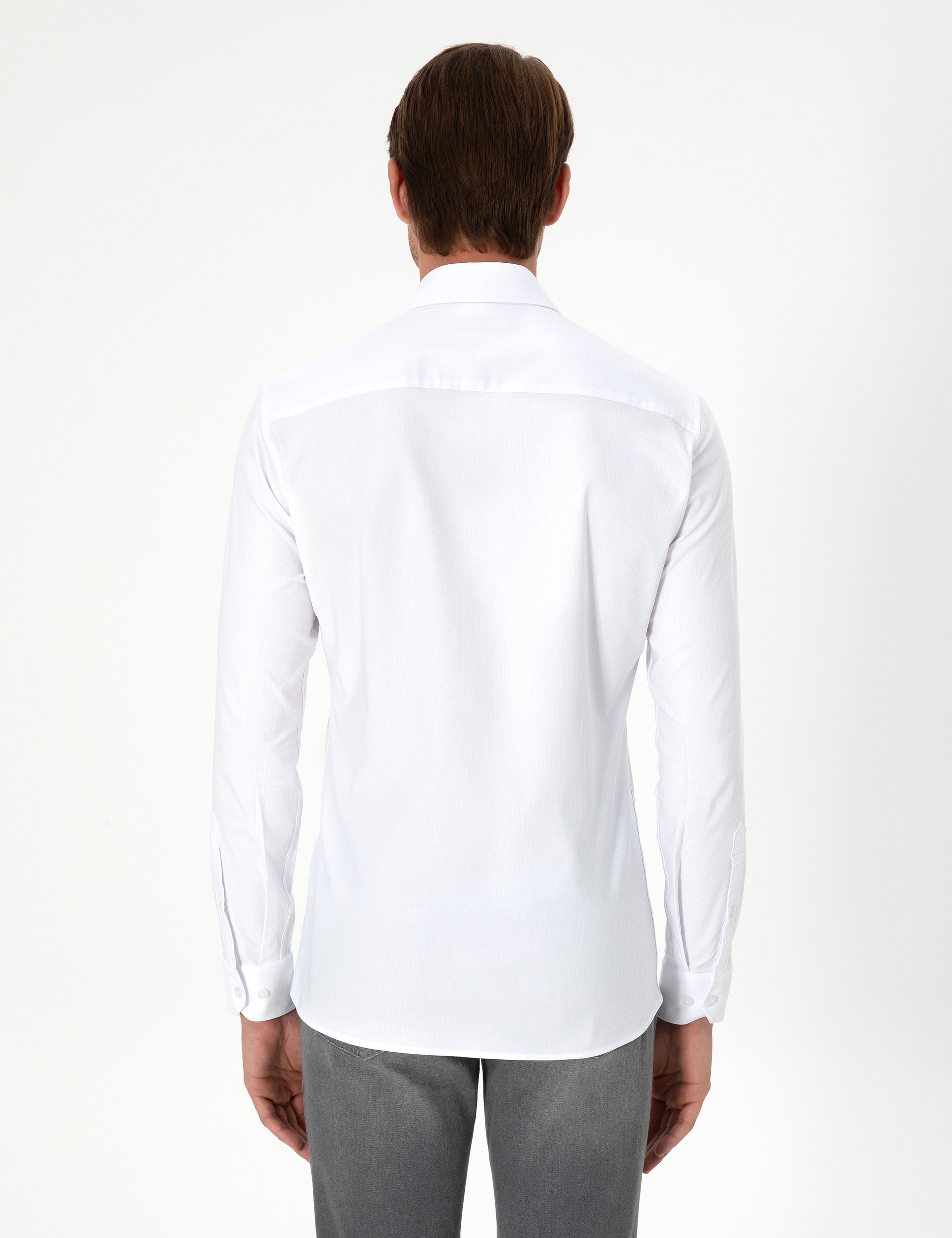 Beyaz Ekstra Slim Fit Uzun Kollu Gömlek