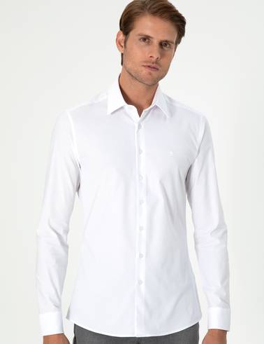 Beyaz Ekstra Slim Fit Uzun Kollu Gömlek