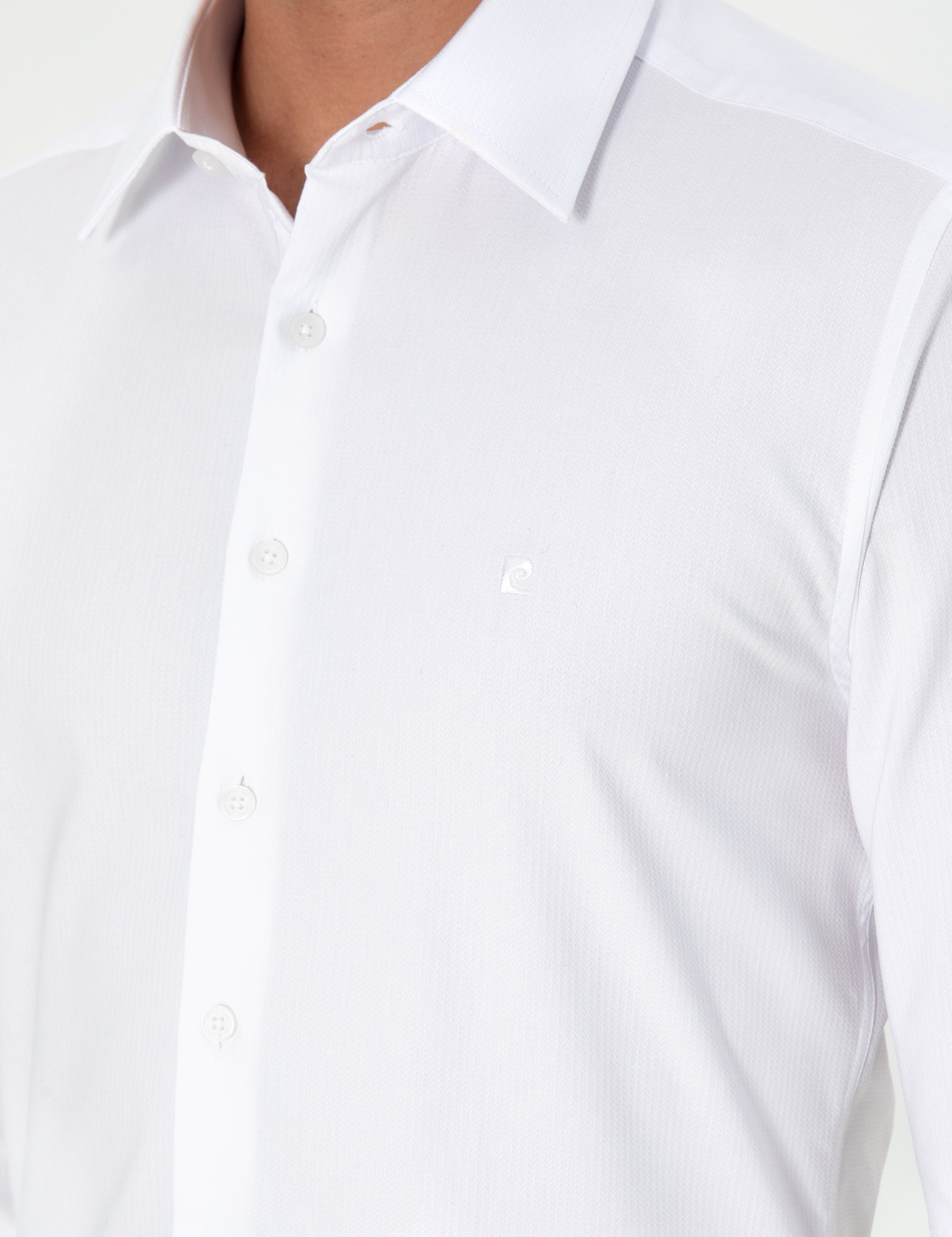 Beyaz Ekstra Slim Fit Uzun Kollu Gömlek - Image 7