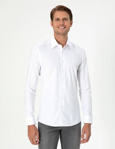 Beyaz Ekstra Slim Fit Uzun Kollu Gömlek