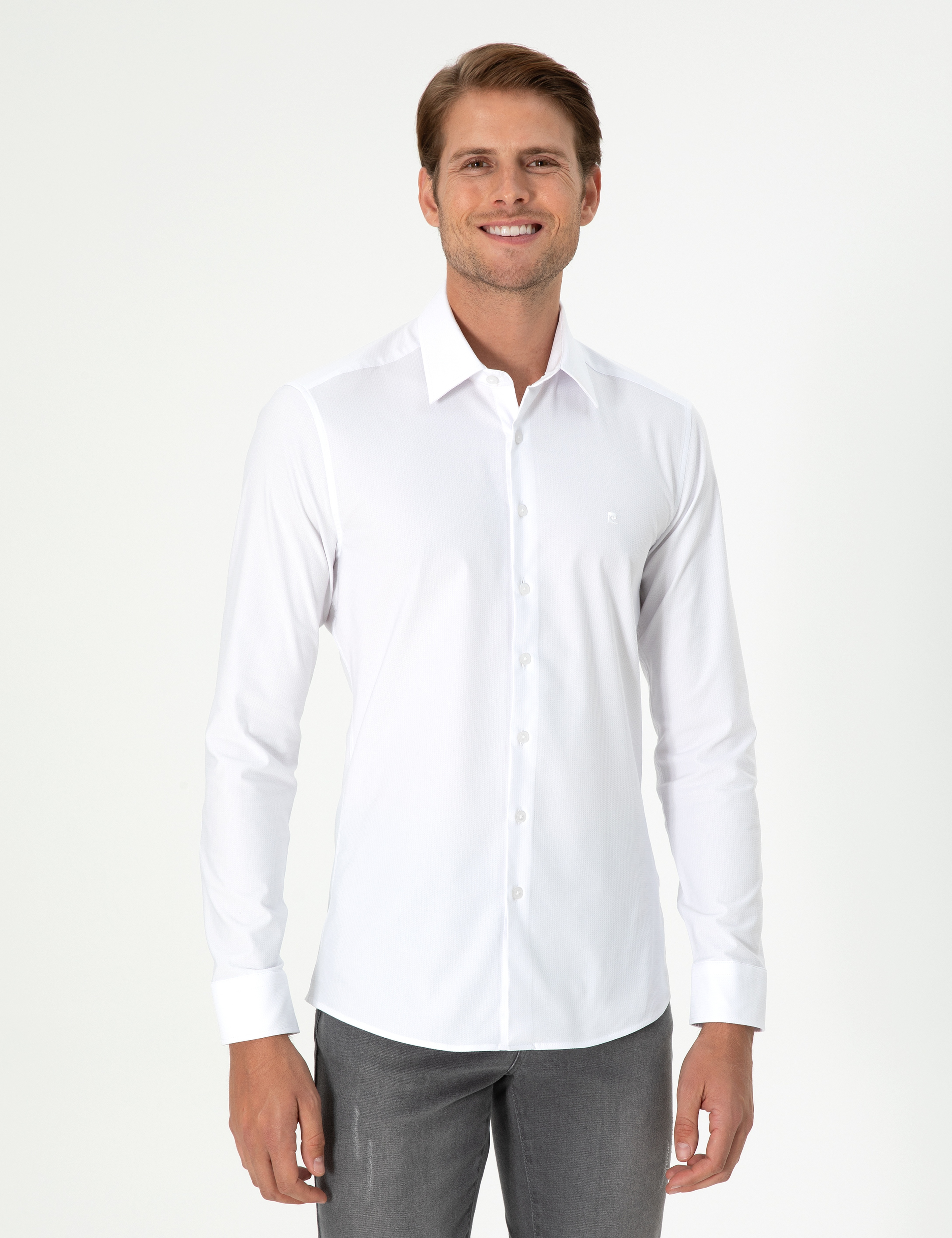 Beyaz Ekstra Slim Fit Uzun Kollu Gömlek